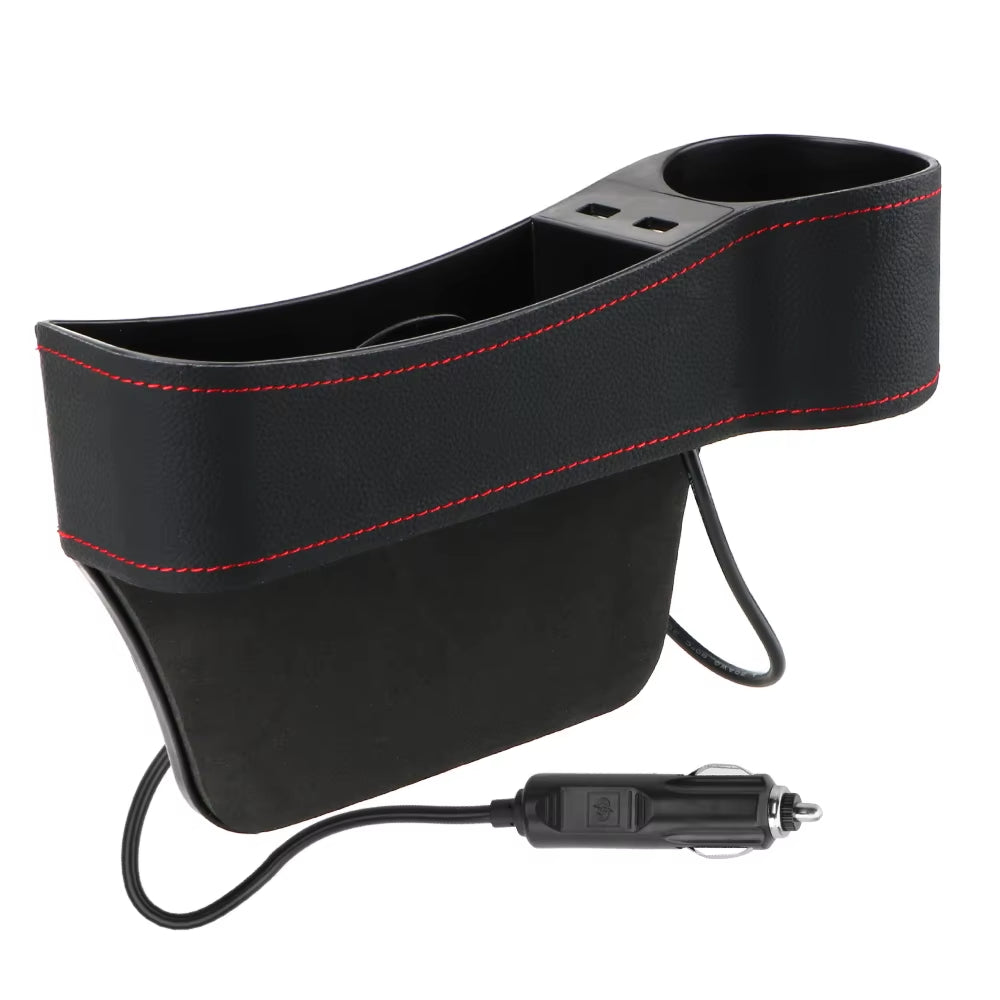 Car Organizer Auto Crevice Pocket Phone Bottle Cups Holder Seat Gap Leather Storage Box Car Accessories,Usb Chargers Optional
