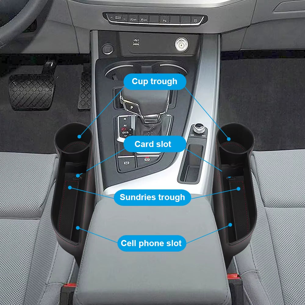 Car Organizer Auto Crevice Pocket Phone Bottle Cups Holder Seat Gap Leather Storage Box Car Accessories,Usb Chargers Optional