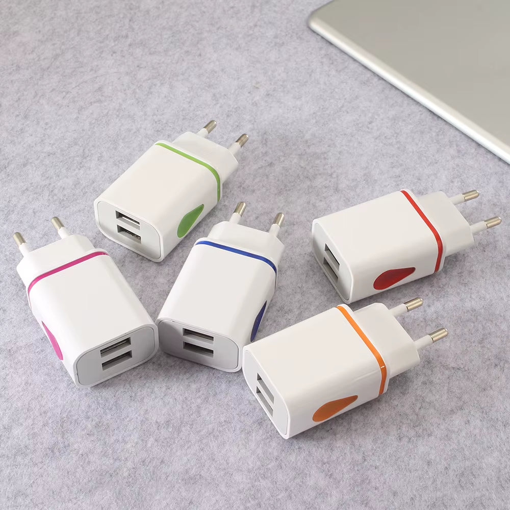 USB Charger LED Travel Fast Charging Adapter Portable Dual Wall Charger Mobile Phone Chargers for Iphone13 12 Samsung S21 Xiaomi