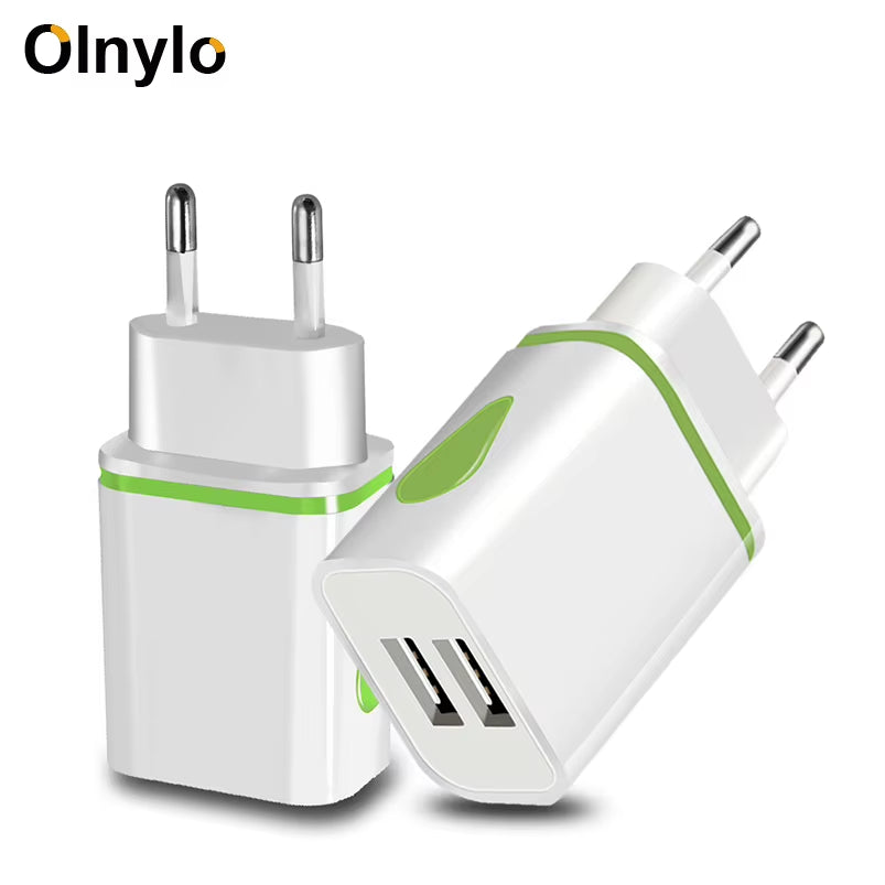 USB Charger LED Travel Fast Charging Adapter Portable Dual Wall Charger Mobile Phone Chargers for Iphone13 12 Samsung S21 Xiaomi