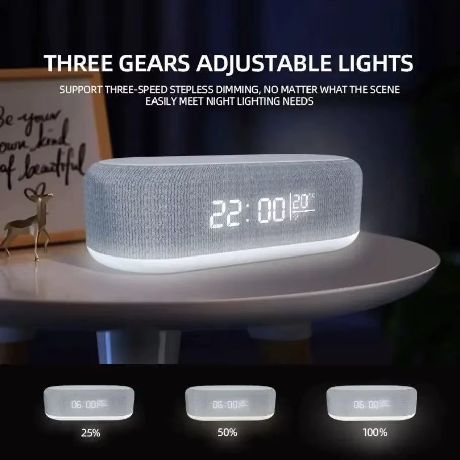 15W Wireless Chargers Pad Stand Alarm Bedroom Lamp Night Light Desktop Clock Temperature Thermometer Phone Fast Charging Dock