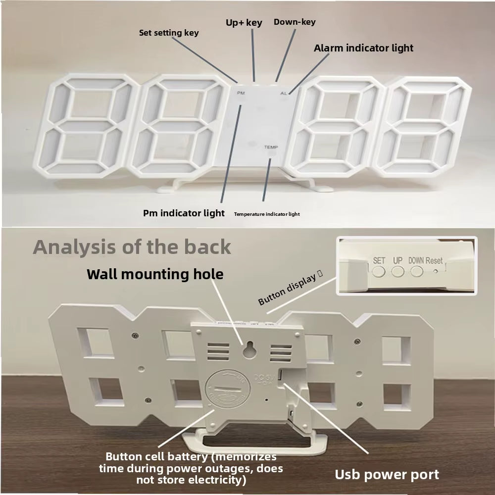 Led Digital Clock Modern Home Decoration Night Light Mode Adjustable Electronic Watch Garden Suitable for Home Wall Art Bedroom