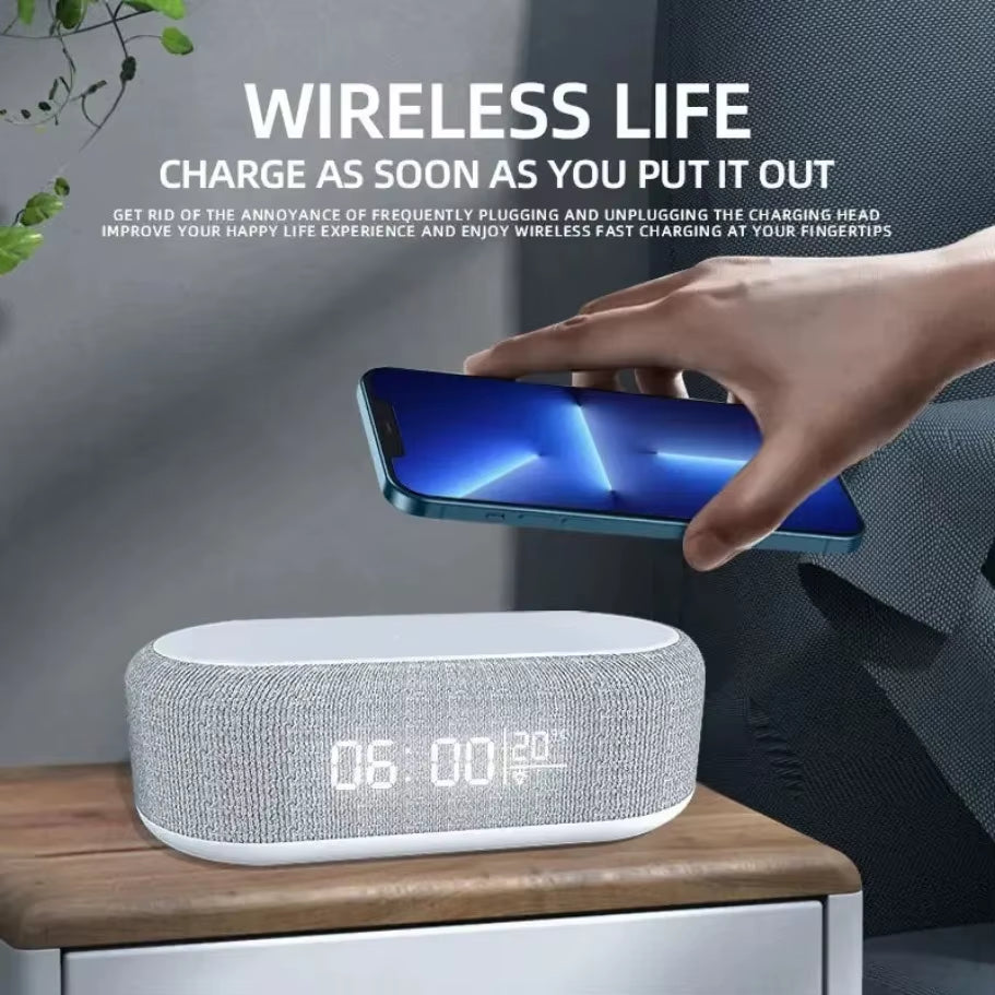 15W Wireless Chargers Pad Stand Alarm Bedroom Lamp Night Light Desktop Clock Temperature Thermometer Phone Fast Charging Dock